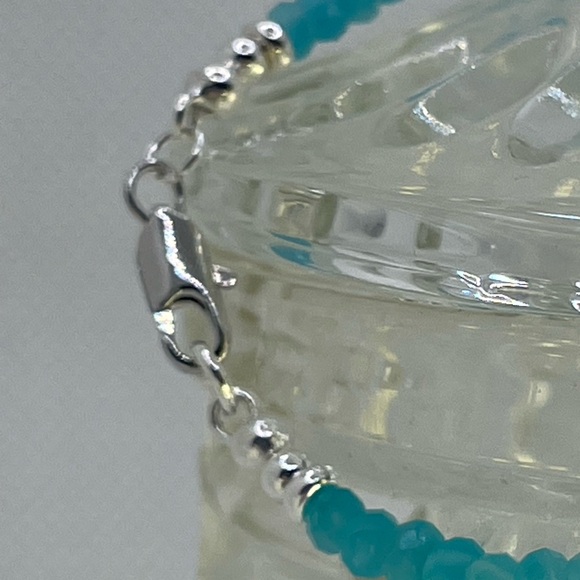 Turquoise Blue Apatite, Ethiopian Opal Gemstone Bracelet in Sterling Silver. - Picture 7 of 7